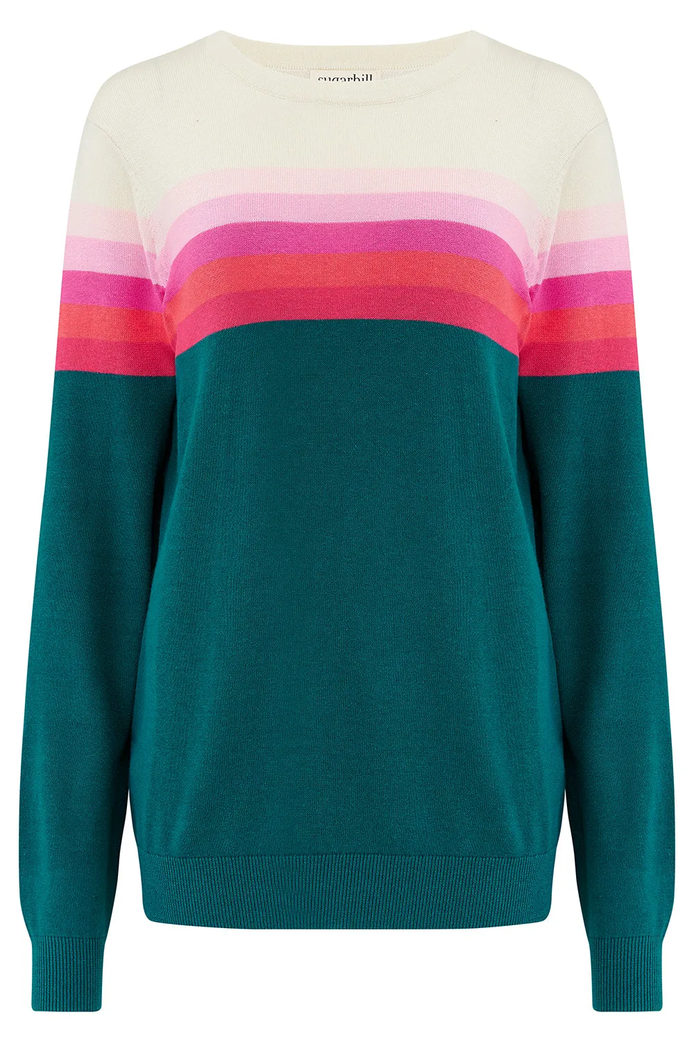 Rita Jumper - Teal, Gradient Stripes