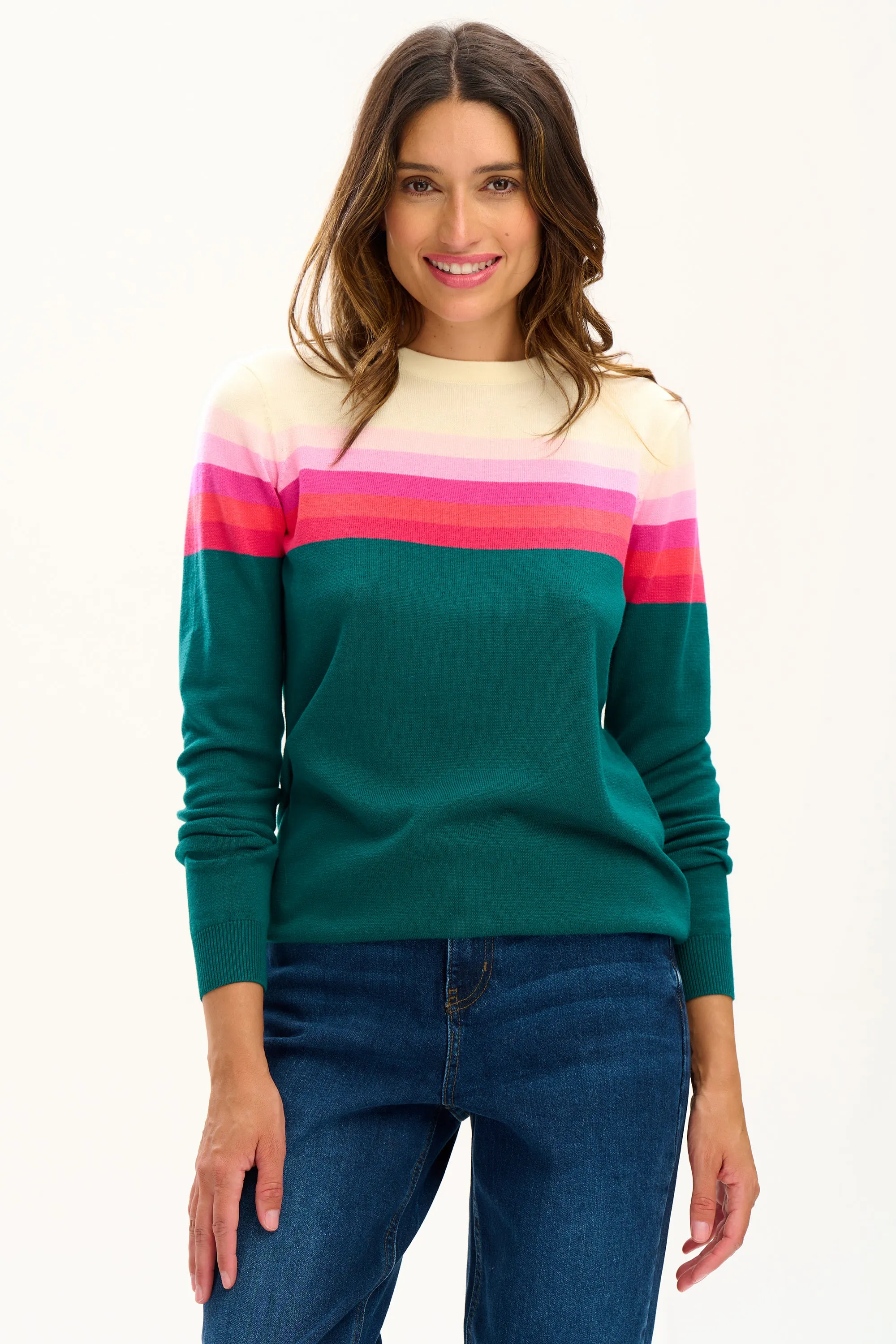 Rita Jumper - Teal, Gradient Stripes