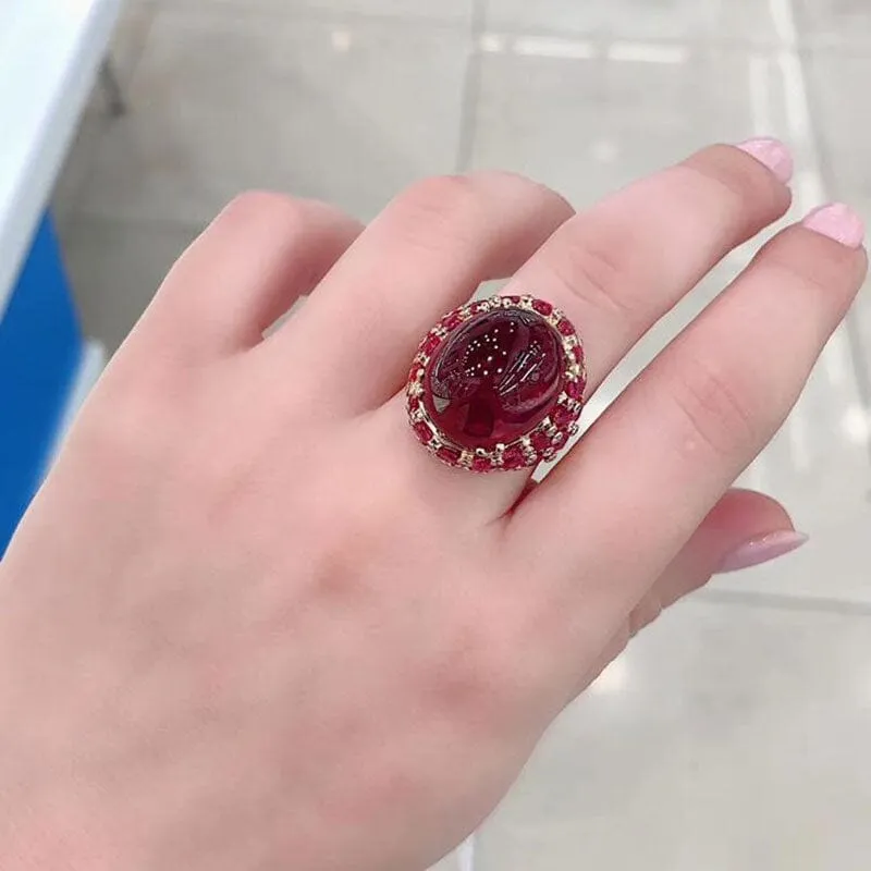 Ruby Cocktail Adjustable Ring