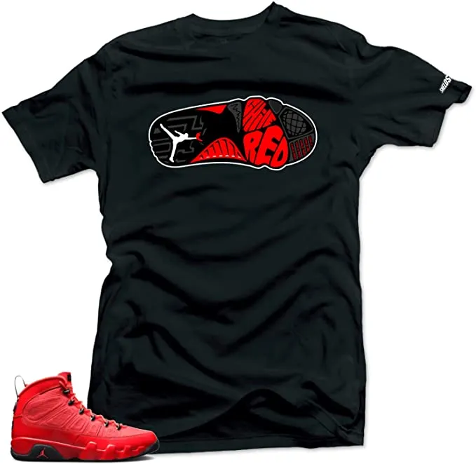 Shirt To Match Jordan 9 Chile Red Shoes-Chile Red Sole Tees