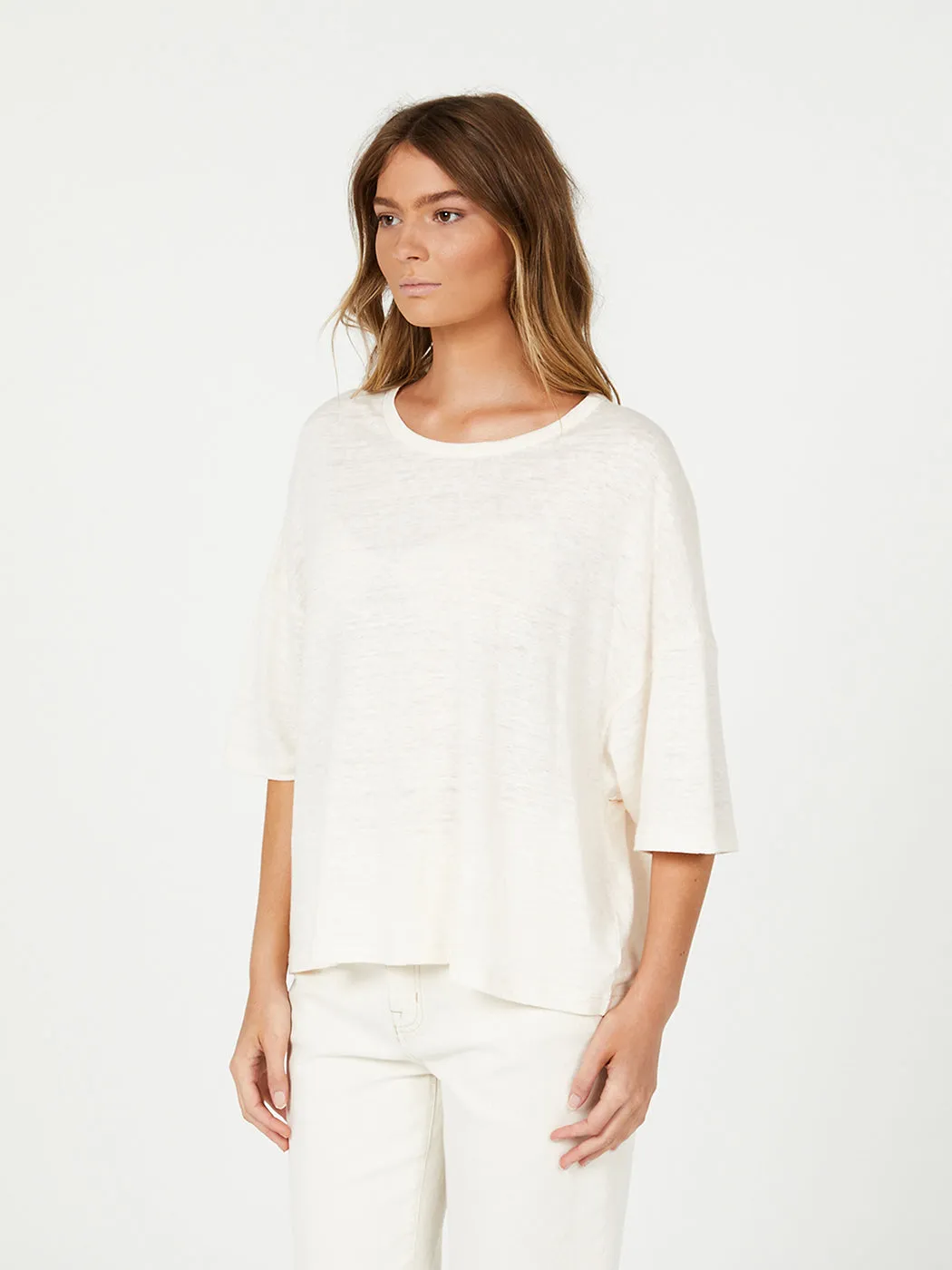 Slouchy Linen Tee - Eggnog