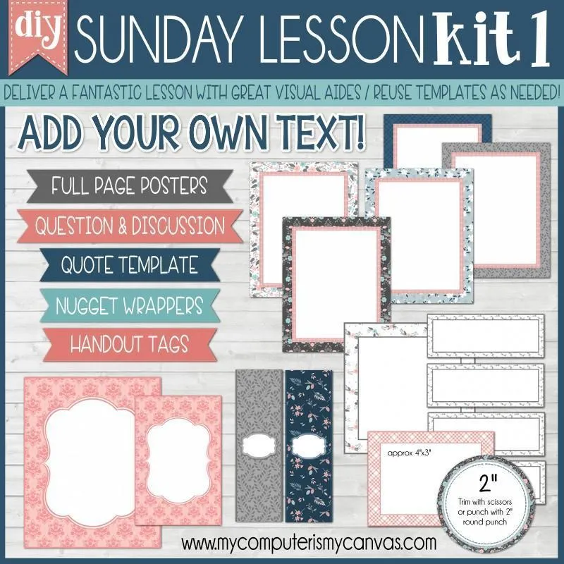 Sunday Lesson Kit #1 {Blank Editable Template} PRINTABLE