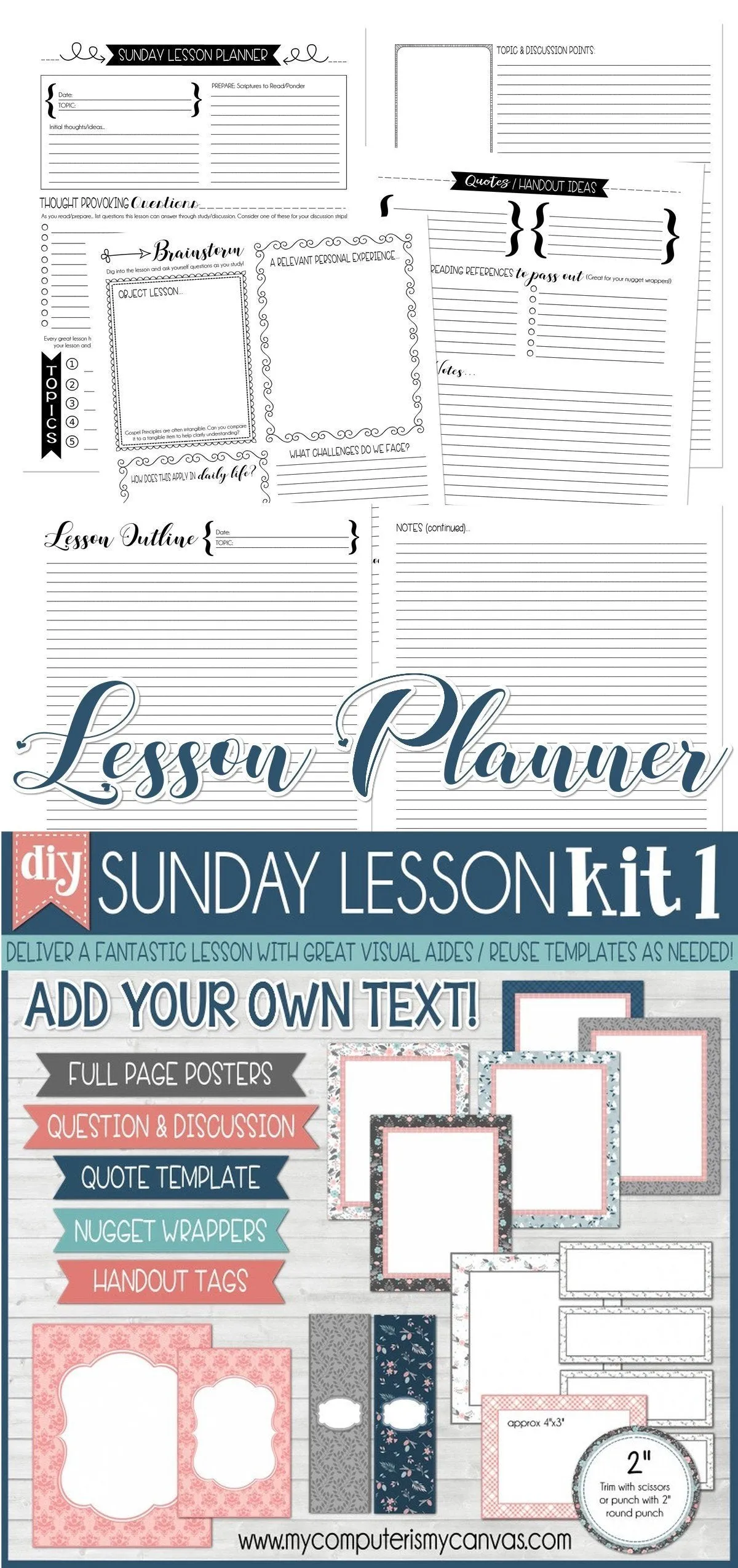 Sunday Lesson Kit #1 {Blank Editable Template} PRINTABLE