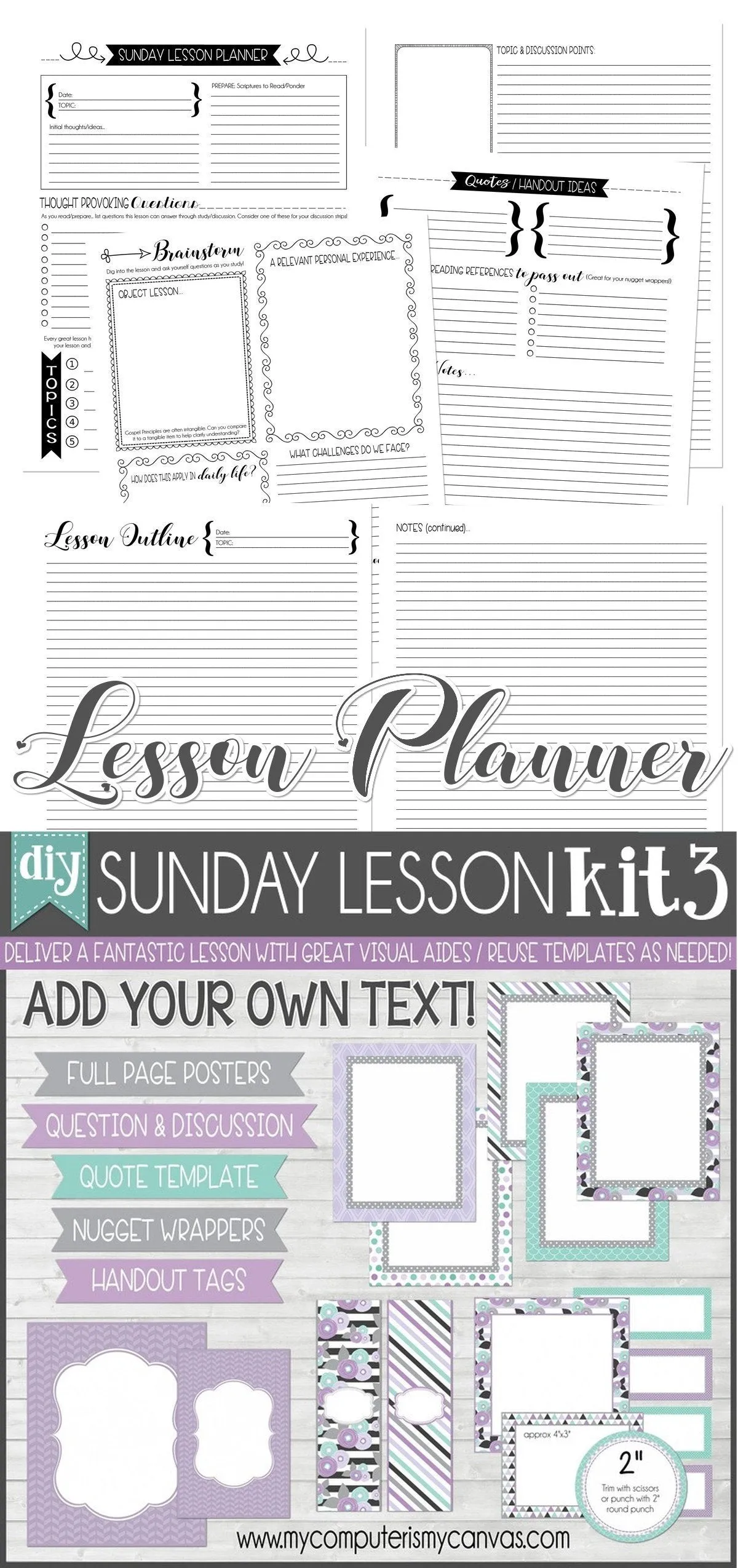 Sunday Lesson Kit #3 {Blank Editable Template} PRINTABLE