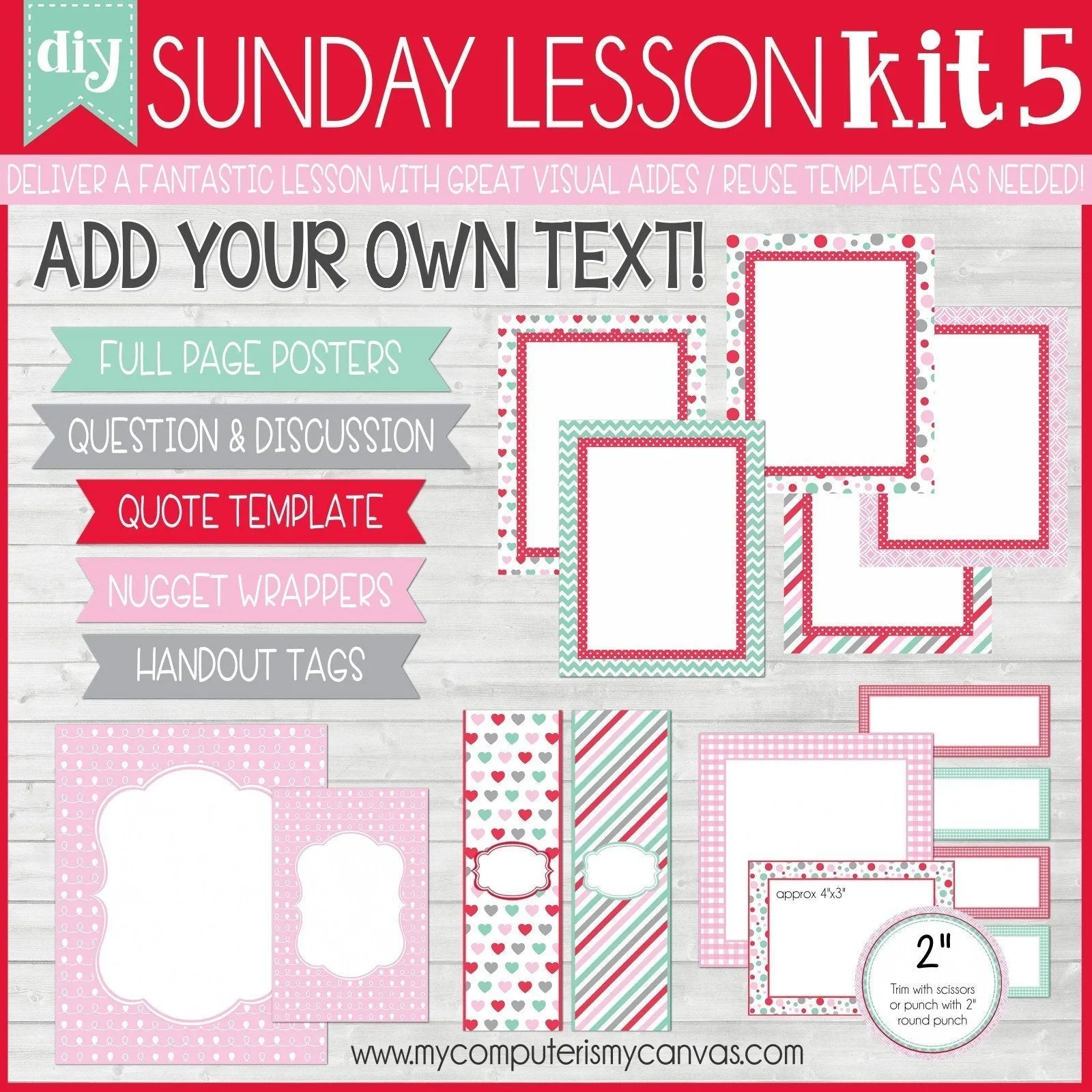 Sunday Lesson Kit #5 {Blank Editable Template} PRINTABLE