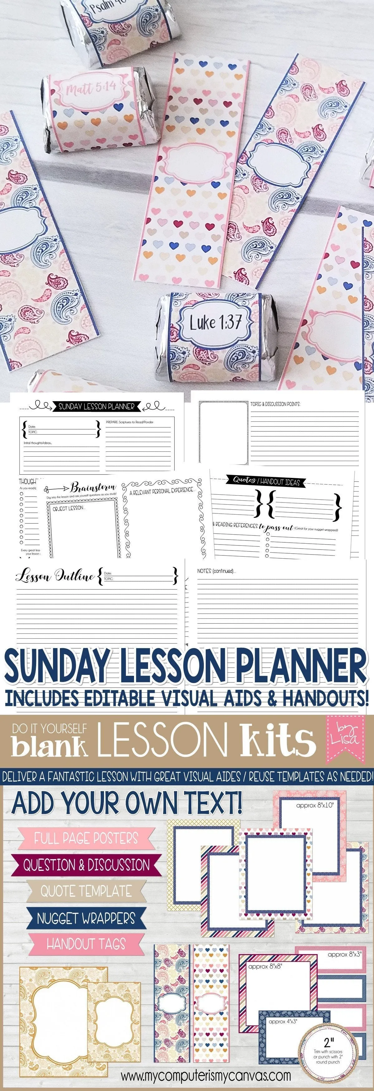 Sunday Lesson Kit #8 {Blank Editable Template} PRINTABLE