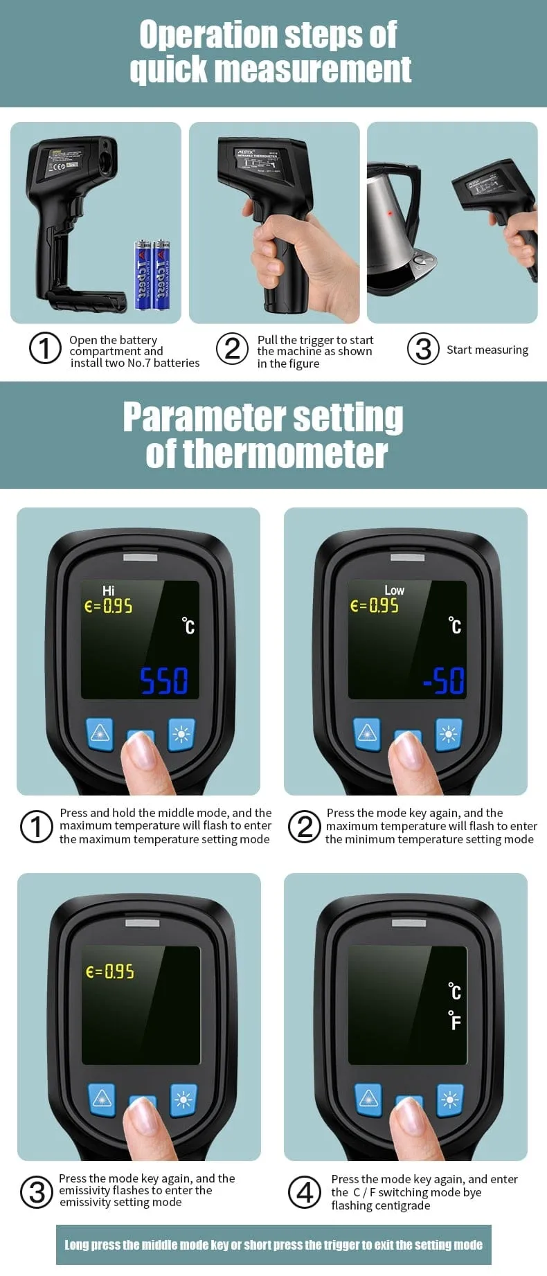 Thermometer Digital 800 Degree Infrared Thermometer Thermal Imager Laser Thermometers Pyrometer Hygrometer Thermostat Termometro