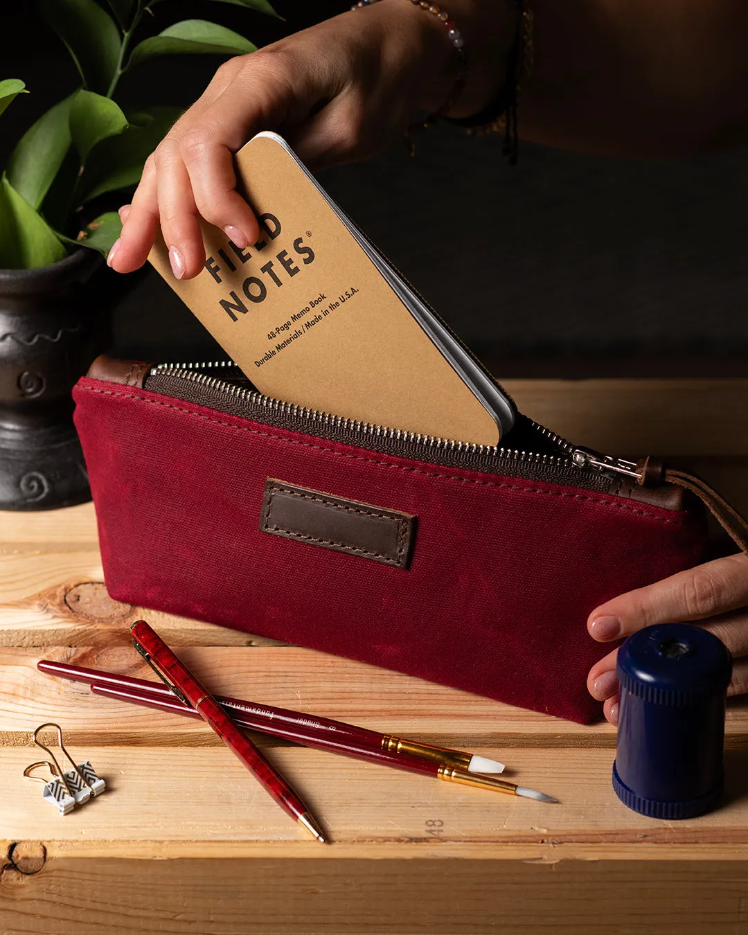 Waxed Canvas Personalized Pencil Case