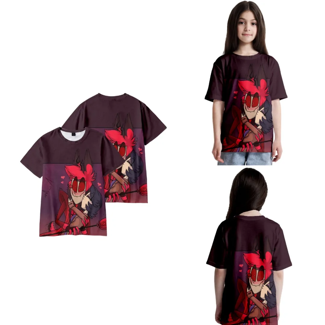 Xcoser Hazbin Hotel Angel Dust Art T-Shirt Cosplay Unisex Eltern-Kind-Kleidung