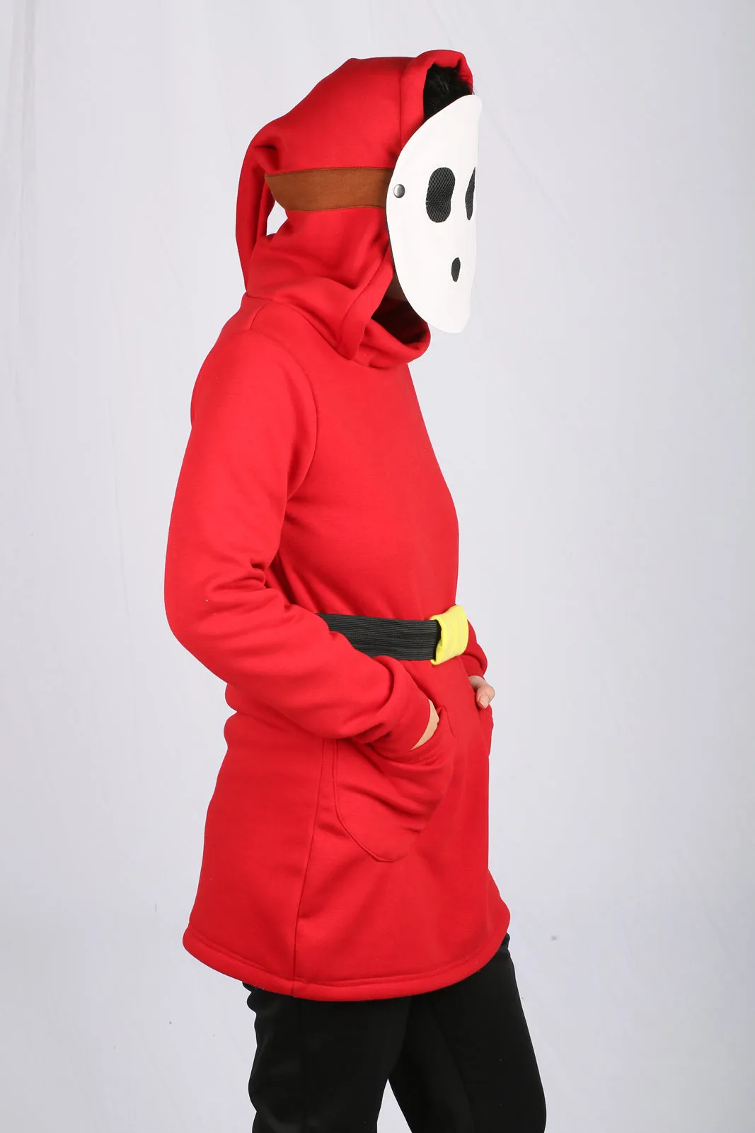 Xcoser Mario Series Shy Guy Hoodie Damen-Kapuzenpullover Cosplay-Kostüm mit Maskendesign