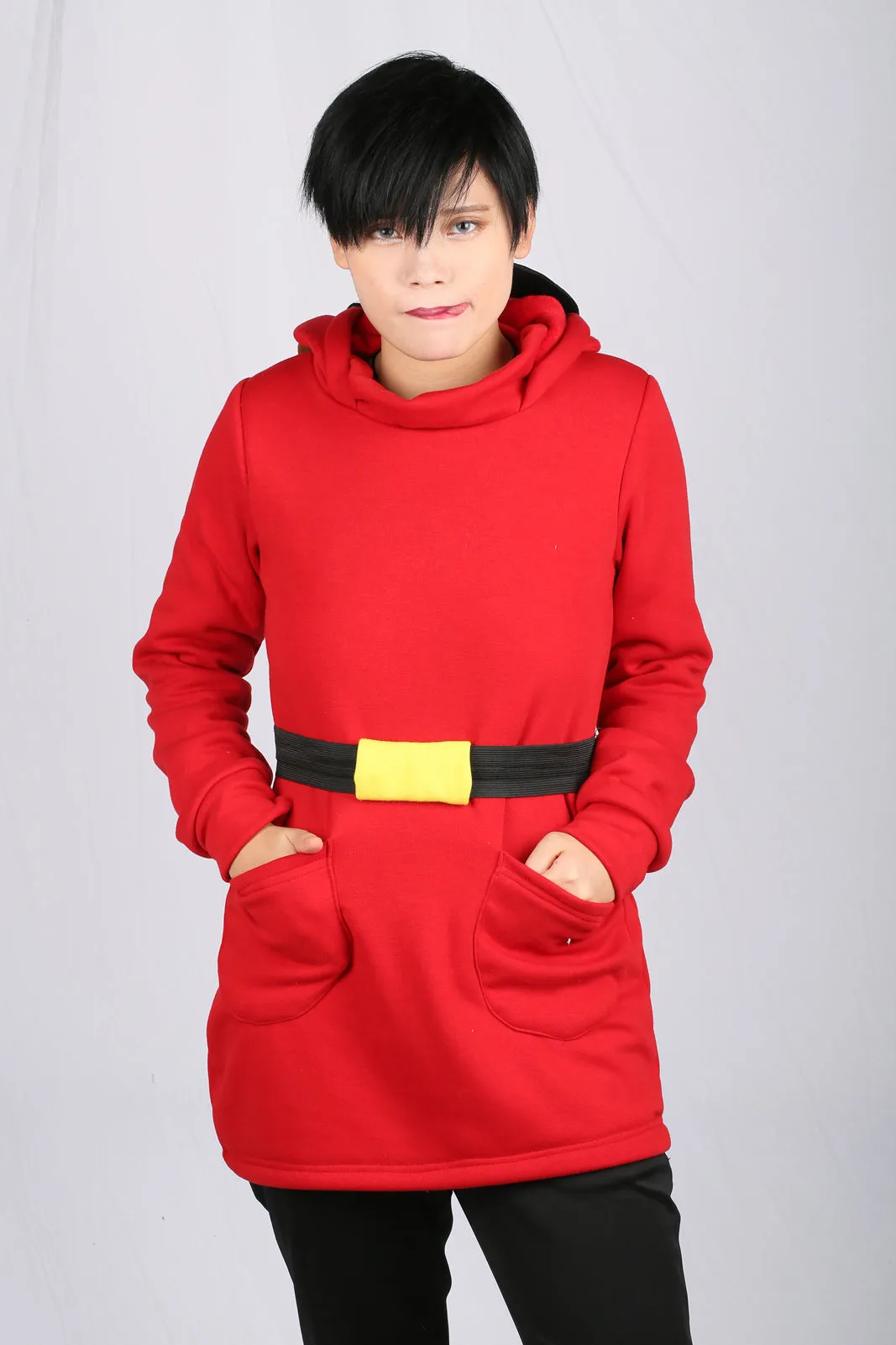 Xcoser Mario Series Shy Guy Hoodie Damen-Kapuzenpullover Cosplay-Kostüm mit Maskendesign