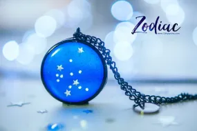 Zodiac jewelry, Aquarius constellation necklace