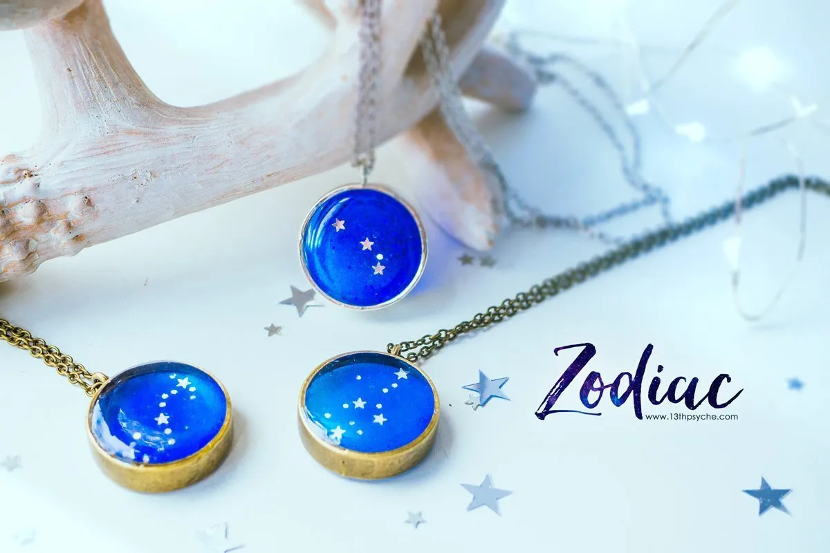 Zodiac jewelry, Aries constellation necklace